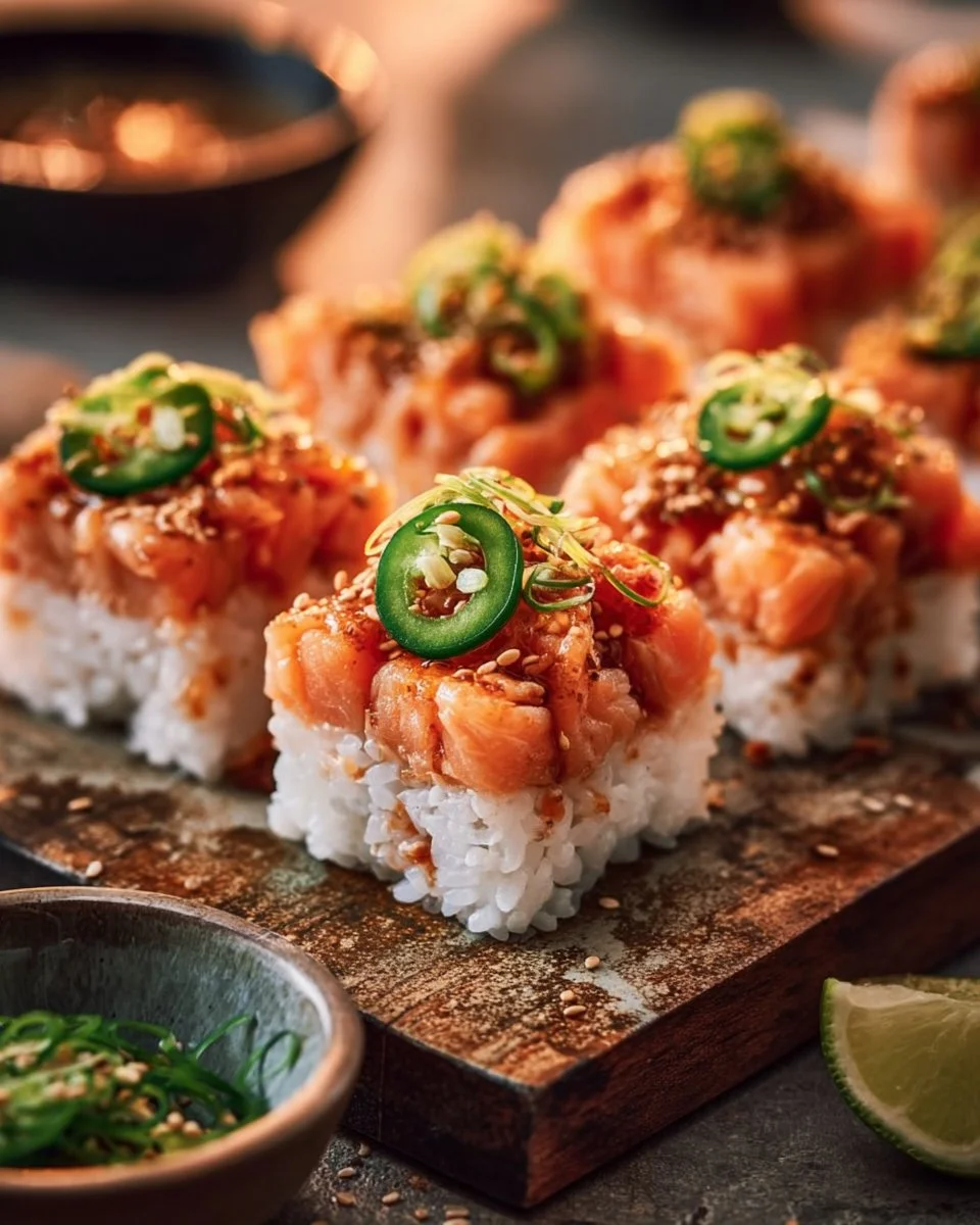 Spicy Salmon Sushi Bites 5 Spicy Salmon Sushi Bites