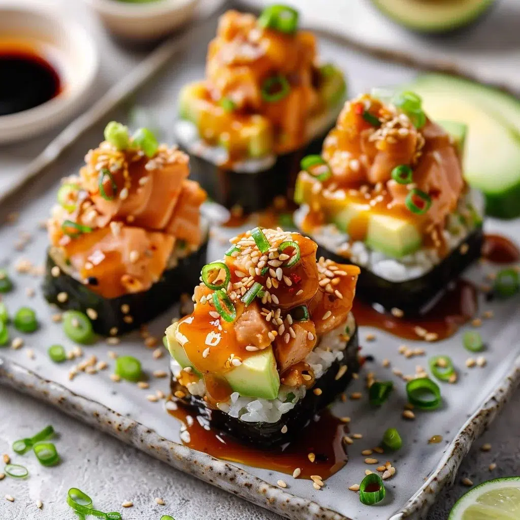 Spicy Salmon Sushi Bites 6 Spicy Salmon Sushi Bites